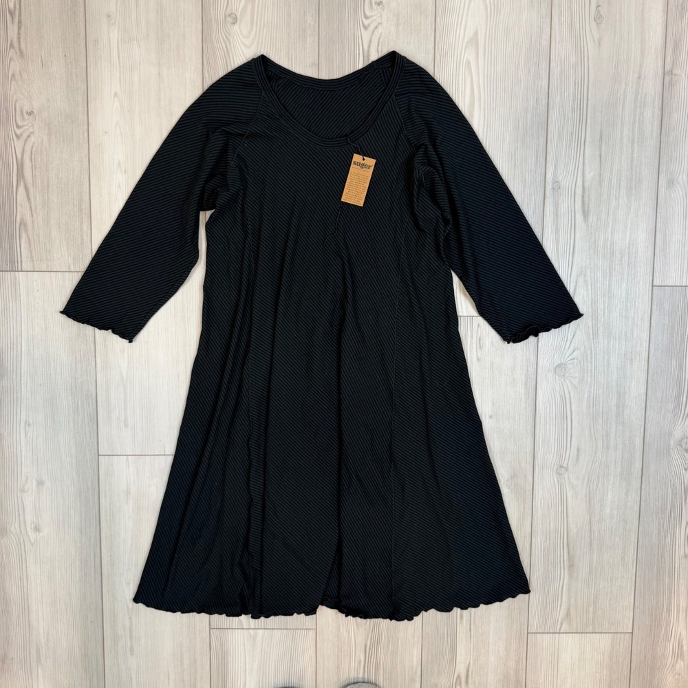 Angelrox Suger Black Ribbed Knit Dress Bamboo Cotton One Size NWT USA Made